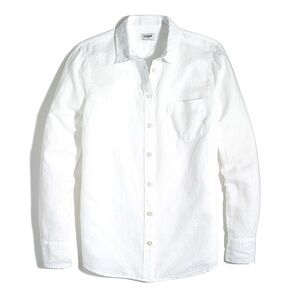 J. Crew Classic White Linen Button-Down Shirt